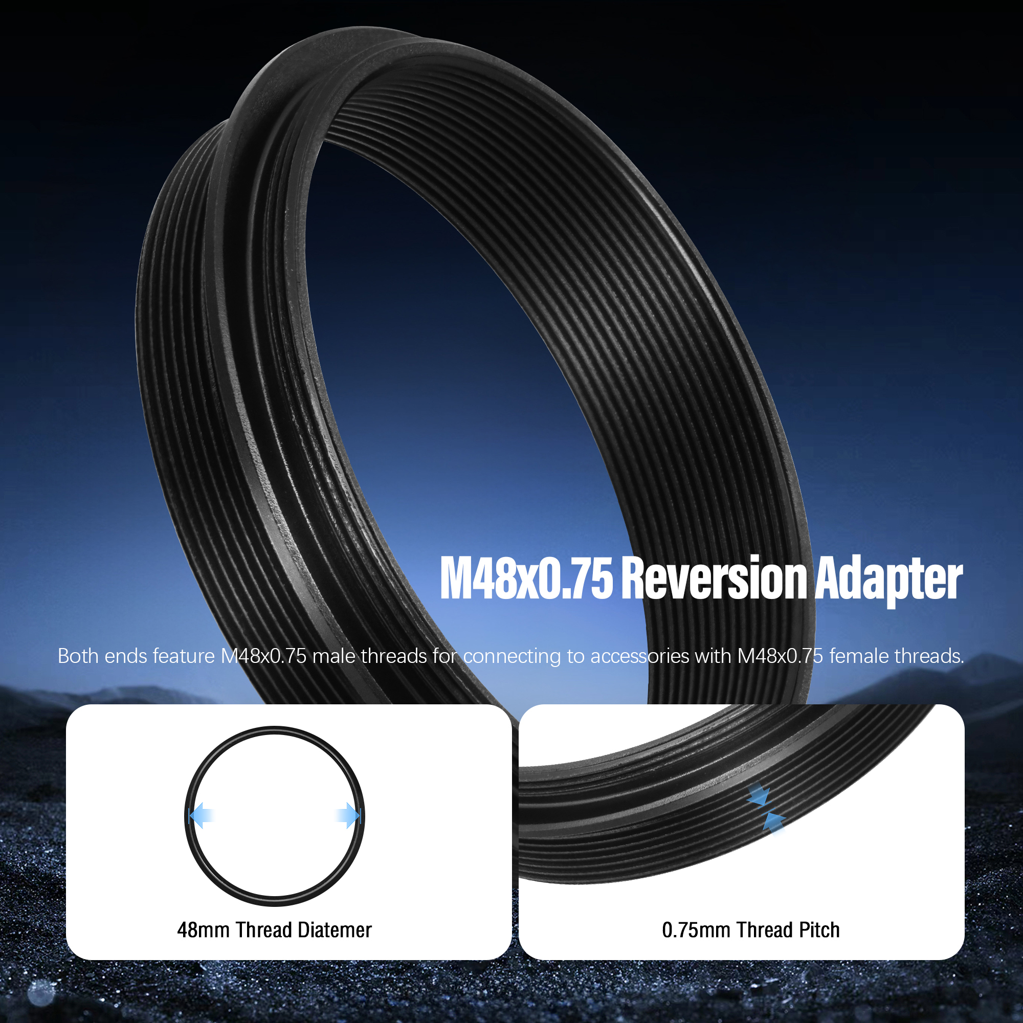 Astromania M48X0.75 Male to M48X0.75 Male Thread Telescope Adapter