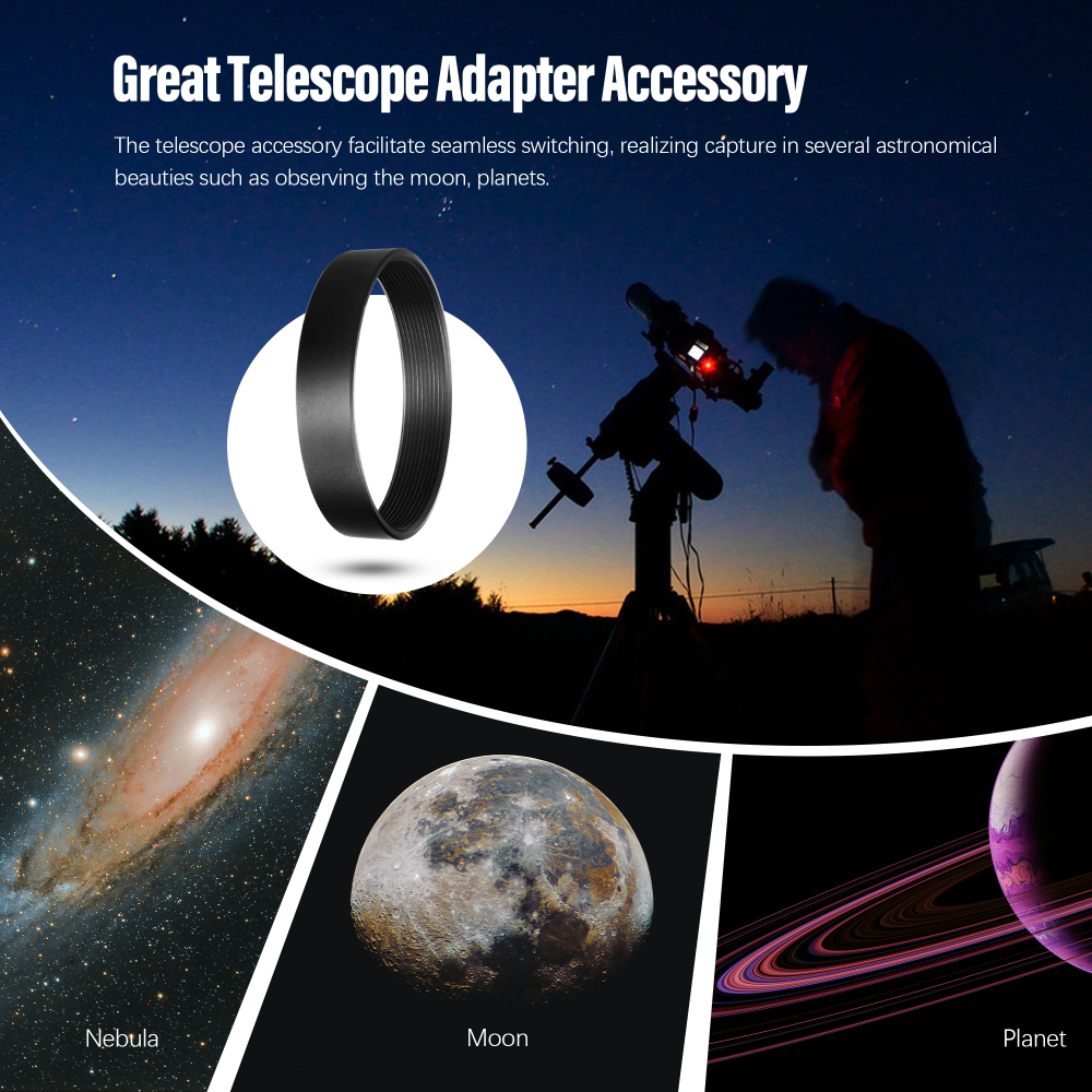 Astromania M42X0.75 Female to M42X0.75 Female Thread Telescope Adapter - 9mm