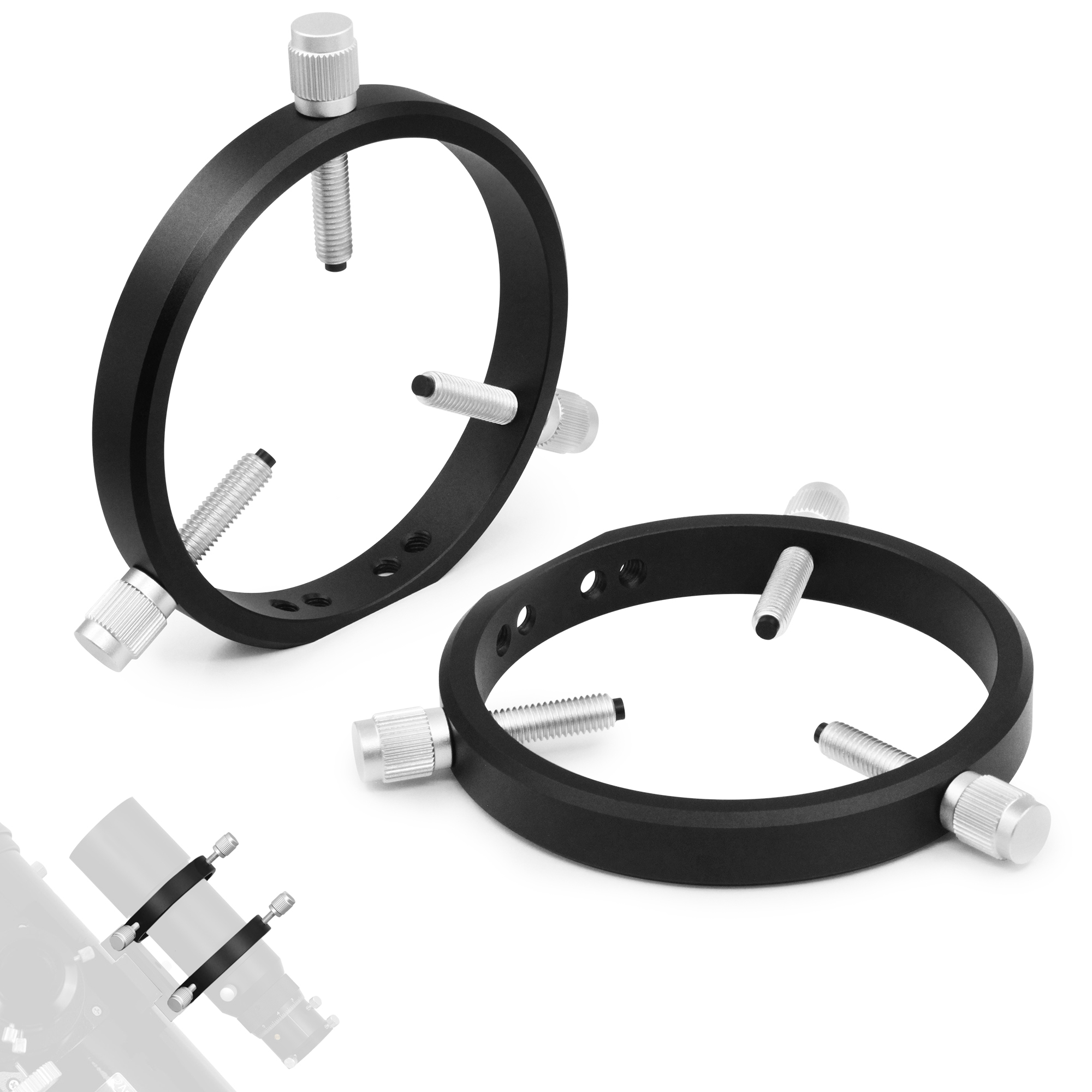 Astromania Adjustable Guiding Scope Rings 102 mm inside diameter (pair) - for Telescope Tube diameter or finders 48 to 100mm