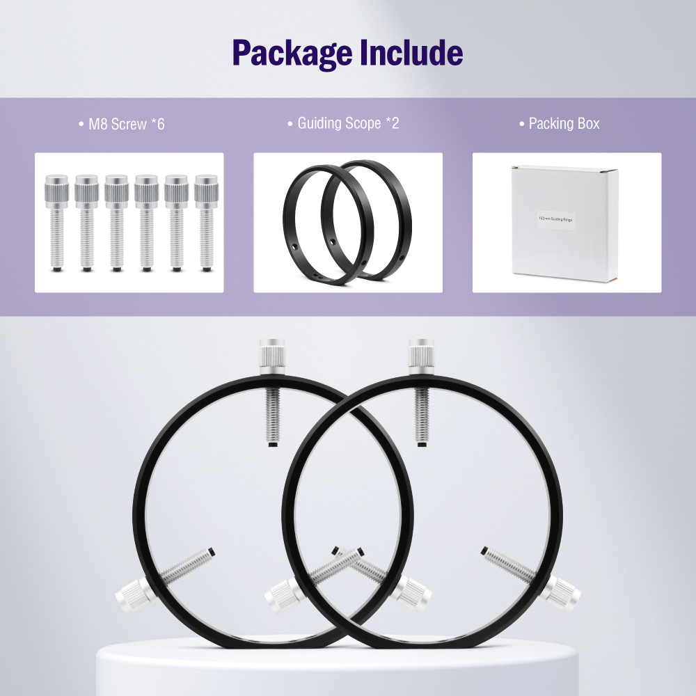 Astromania Adjustable Guiding Scope Rings 152 mm inside diameter (pair) - for Telescope Tube diameter or finders 95 to 150mm