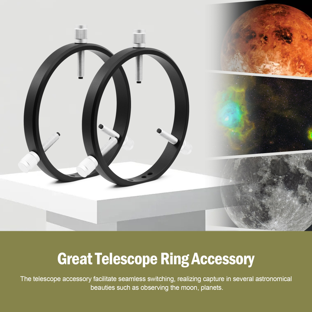 Astromania Adjustable Guiding Scope Rings 127 mm inside diameter (pair) - for Telescope Tube diameter or finders 70 to 120mm