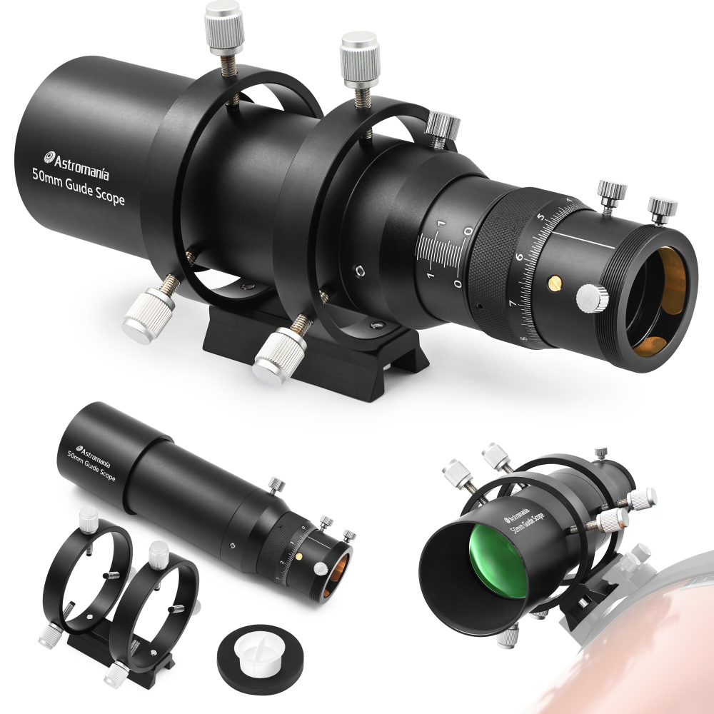 Astromania Guide Scope 50mm Compact Deluxe Finder Guide Scope Kit with Double Helical Focuser Compatible with 1.25 inch Eyepiece for Astronomical Telescope & Auto Guiding Cameras for Astrophotography