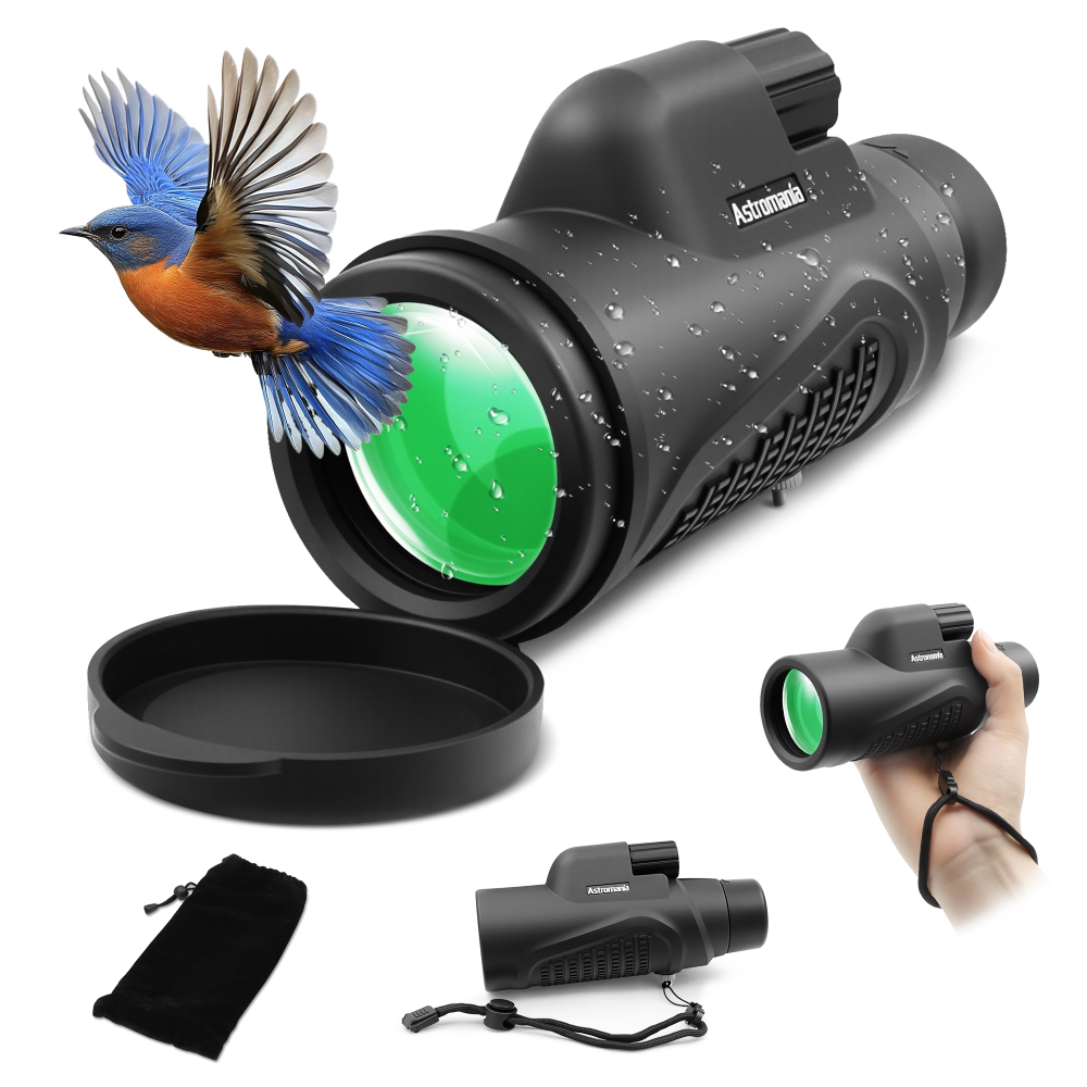 Astromania Monocular Telescope 8x42 HD K9 Prism - High Power & Compact, Waterproof , Fogproof, Shockproof for Birdwatching, Camping, Wildlife - Multi-coated Optics, Rubber Armor & Non-Slip Grip