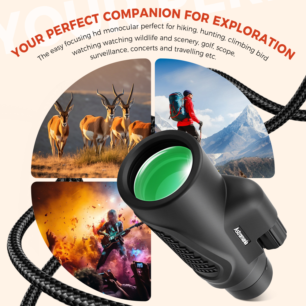 Astromania Monocular Telescope 10x42 HD K9 Prism - High Power & Compact, Waterproof , Fogproof, Shockproof for Birdwatching, Camping, Wildlife - Multi-coated Optics, Rubber Armor & Non-Slip Grip
