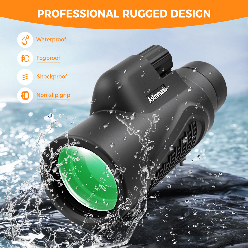 Astromania Monocular Telescope 8x42 HD K9 Prism - High Power & Compact, Waterproof , Fogproof, Shockproof for Birdwatching, Camping, Wildlife - Multi-coated Optics, Rubber Armor & Non-Slip Grip