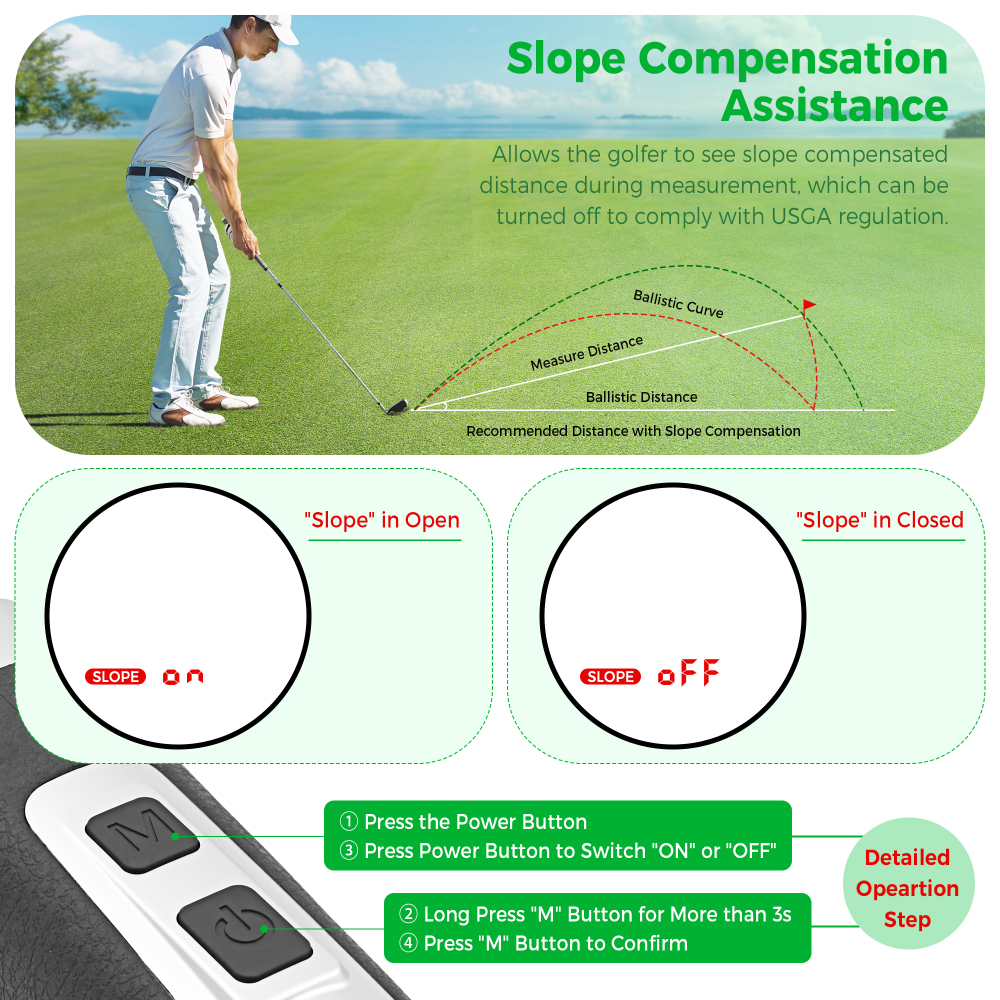 Golf Rangefinder with Slope Switch, 1300 Yards Pro Laser Range Finder for Hunting Golfing, 7X Magnification with Flag Pole Locking Vibration & Magnet Stripe & IPX7 Waterproof & OLED Dual-Color Display