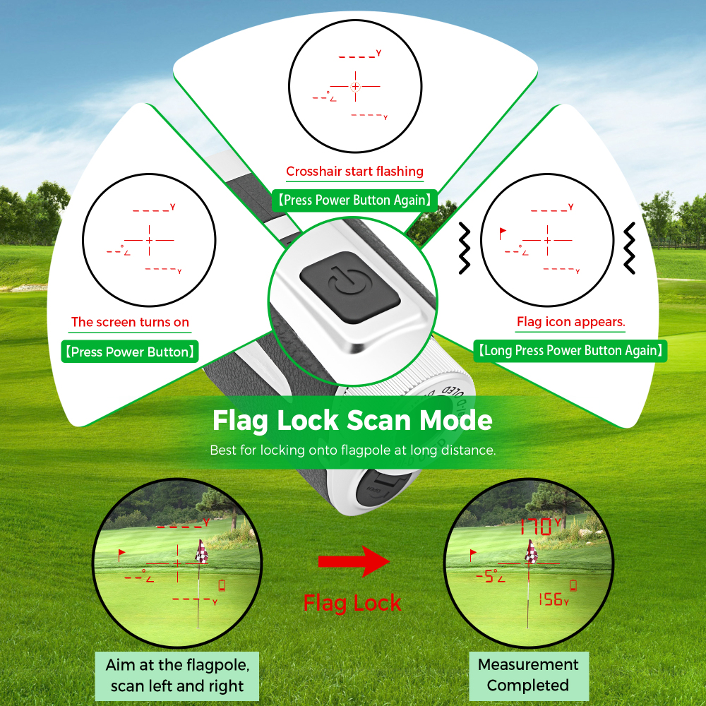 Golf Rangefinder with Slope Switch, 1300 Yards Pro Laser Range Finder for Hunting Golfing, 7X Magnification with Flag Pole Locking Vibration & Magnet Stripe & IPX7 Waterproof & OLED Dual-Color Display