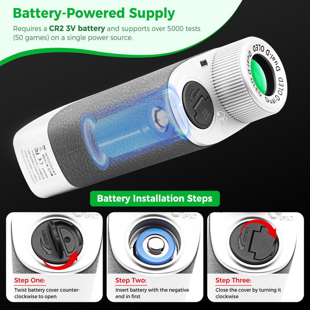 Golf Rangefinder with Slope Switch, 1300 Yards Pro Laser Range Finder for Hunting Golfing, 7X Magnification with Flag Pole Locking Vibration & Magnet Stripe & IPX7 Waterproof & OLED Dual-Color Display