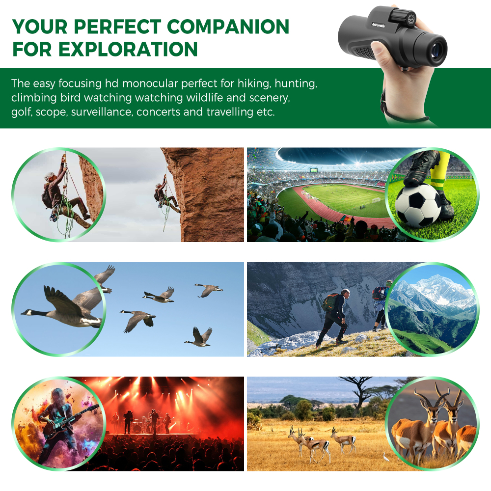 Astromania Monocular Telescope 12x50 HD K9 Prism - High Power & Compact, Waterproof , Fogproof, Shockproof for Birdwatching, Camping, Wildlife - Multi-coated Optics, Rubber Armor & Non-Slip Grip