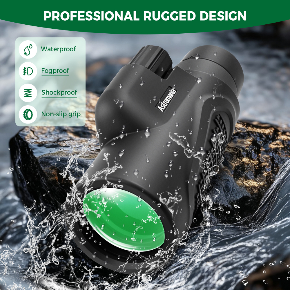 Astromania Monocular Telescope 12x50 HD K9 Prism - High Power & Compact, Waterproof , Fogproof, Shockproof for Birdwatching, Camping, Wildlife - Multi-coated Optics, Rubber Armor & Non-Slip Grip