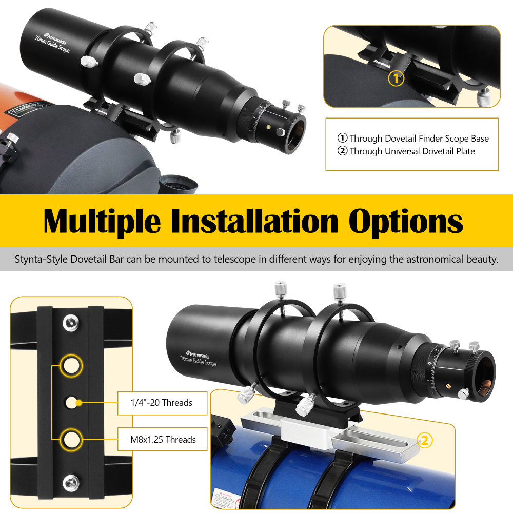 Astromania Guide Scope 70mm with Double Helical Focuser Compact Deluxe Finder and Guide Scope Compatible with 1.25 inch Eyepiece for Astronomical Telescope & Auto Guiding Cameras for Astrophotography