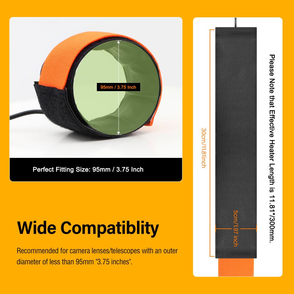 Astromania Dew Heater for Telescope DSLR Camera Lens, 300mm DC Lens Heater Warmer Stepless Temperature Regulator for Universal Cameras and Telescopes Lens Less Than 3.75 inch (95mm) in Outer Diameter