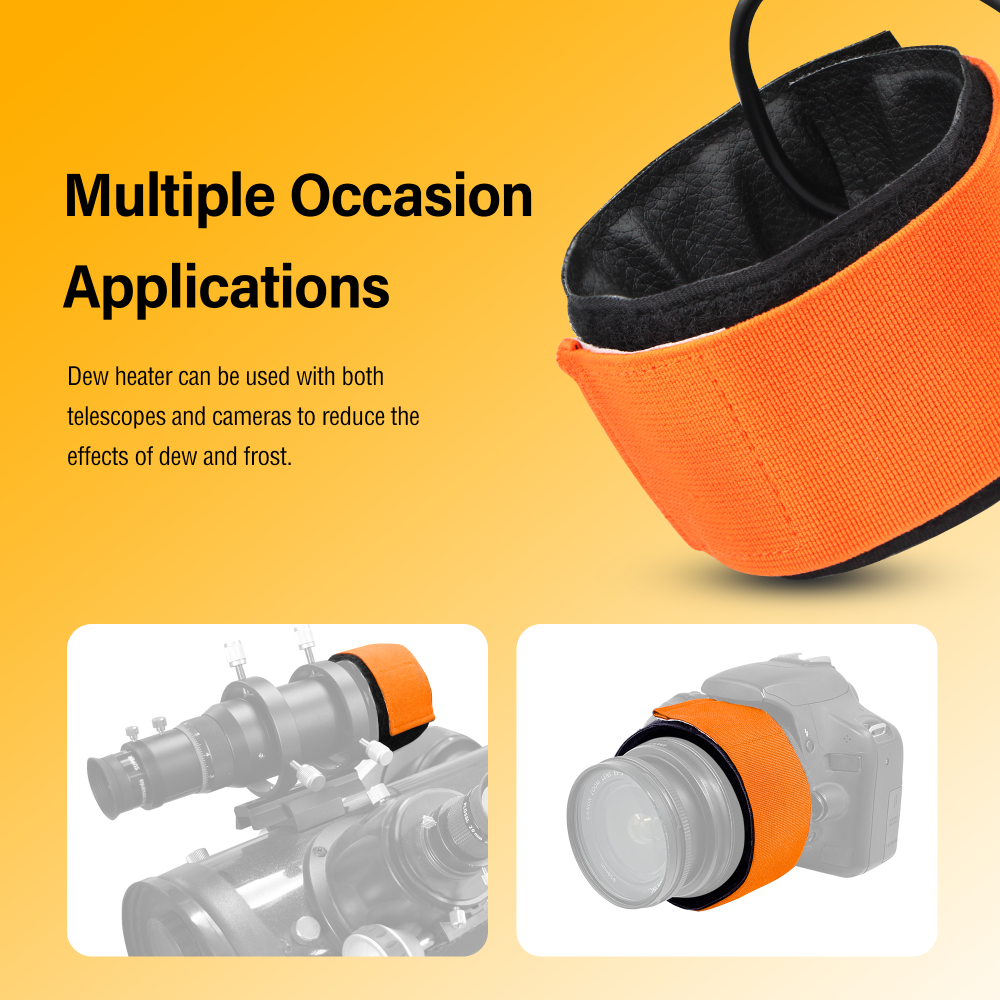 Astromania Dew Heater for Telescope DSLR Camera Lens, 400mm DC Lens Heater Warmer Stepless Temperature Regulator for Universal Cameras and Telescopes Lens Less Than 4.95 inch (125mm) in Outer Diameter