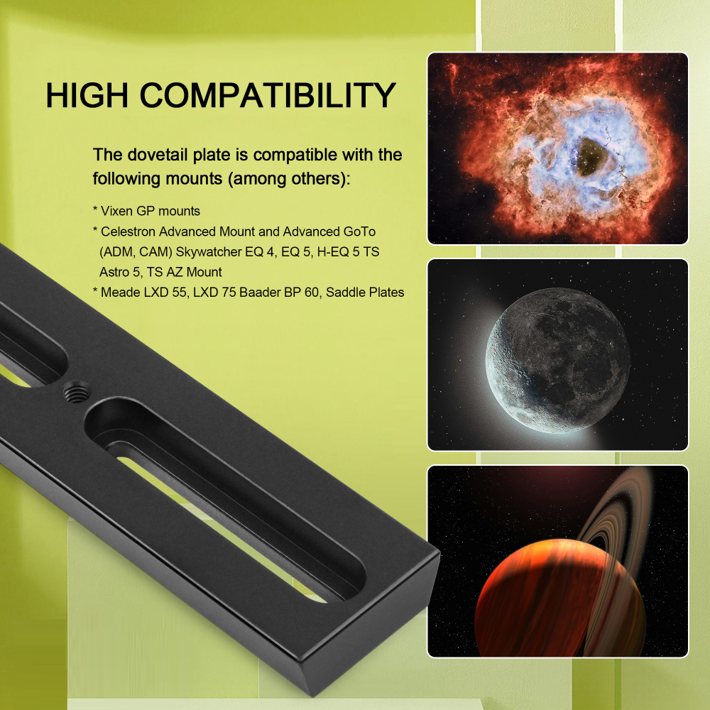 Astromania Improve Vixen Style Plate with 1/4"-20 Photo Thread - Length 180MM