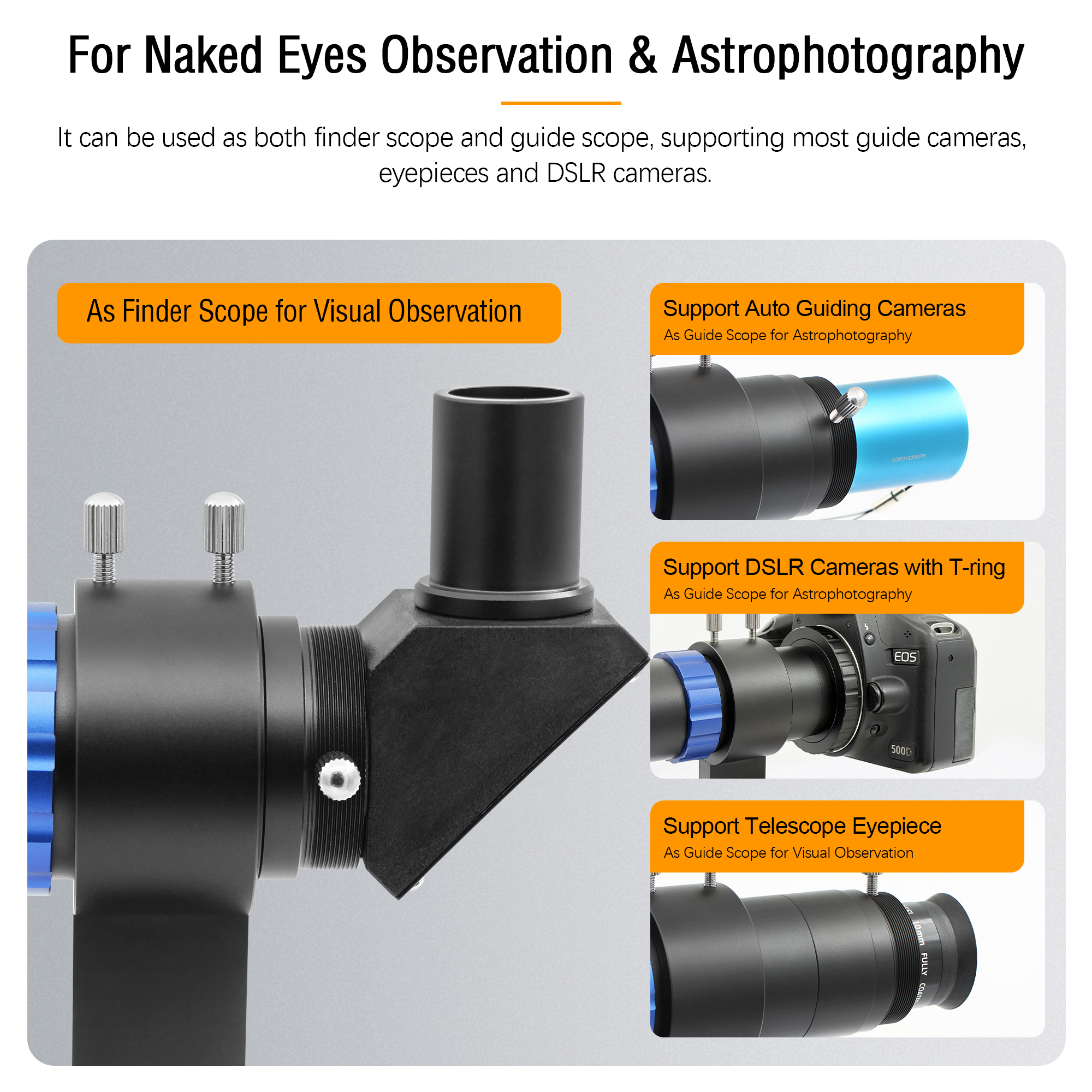 Astromania Mini Guide Scope 30mm, Telescope Accessories Finder Scope Kit Guidescope with FMC Lense Compatible with Astronomical Telescopes and Auto Guiding & DSLR Cameras for Deep Sky Astrophotography