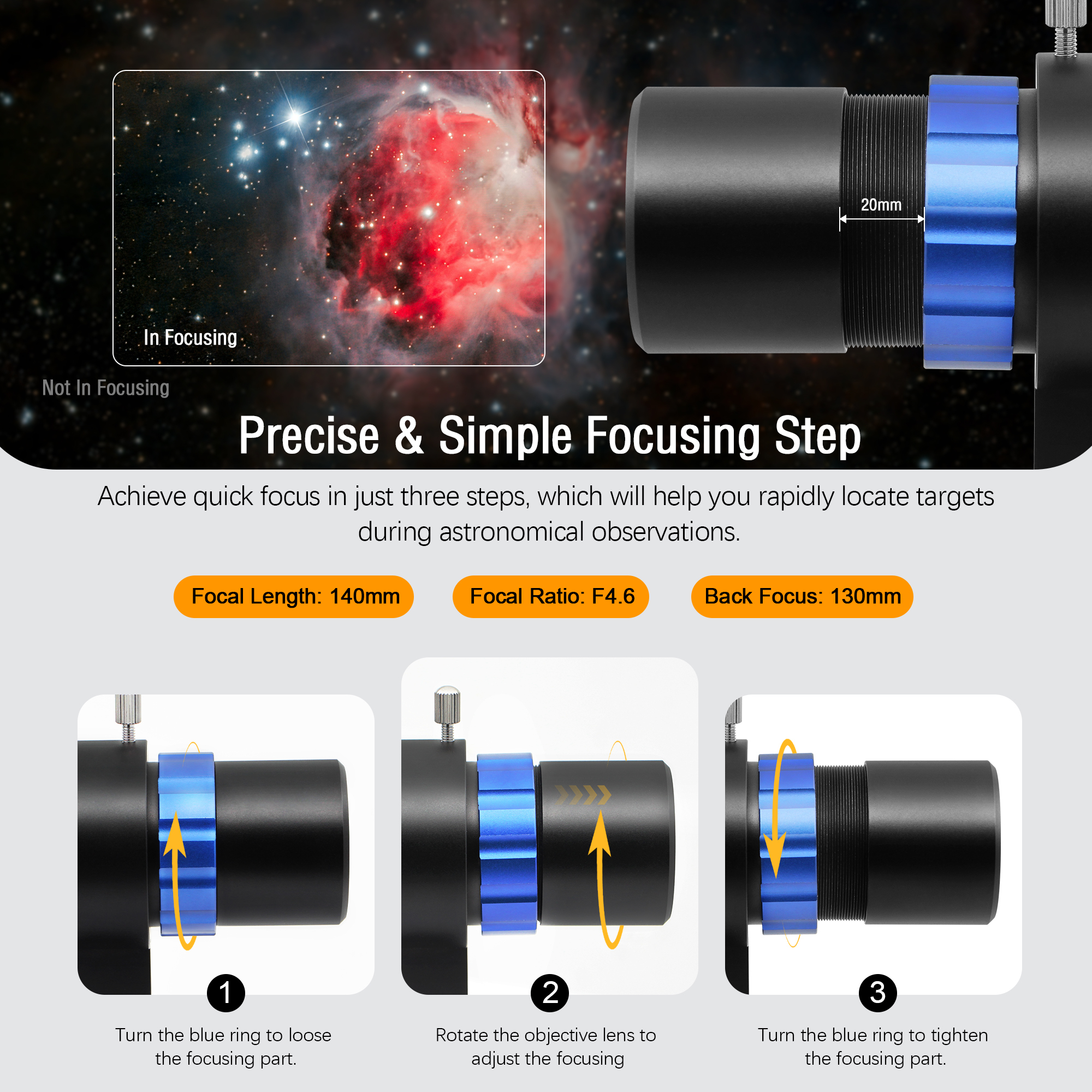 Astromania Mini Guide Scope 30mm, Telescope Accessories Finder Scope Kit Guidescope with FMC Lense Compatible with Astronomical Telescopes and Auto Guiding & DSLR Cameras for Deep Sky Astrophotography