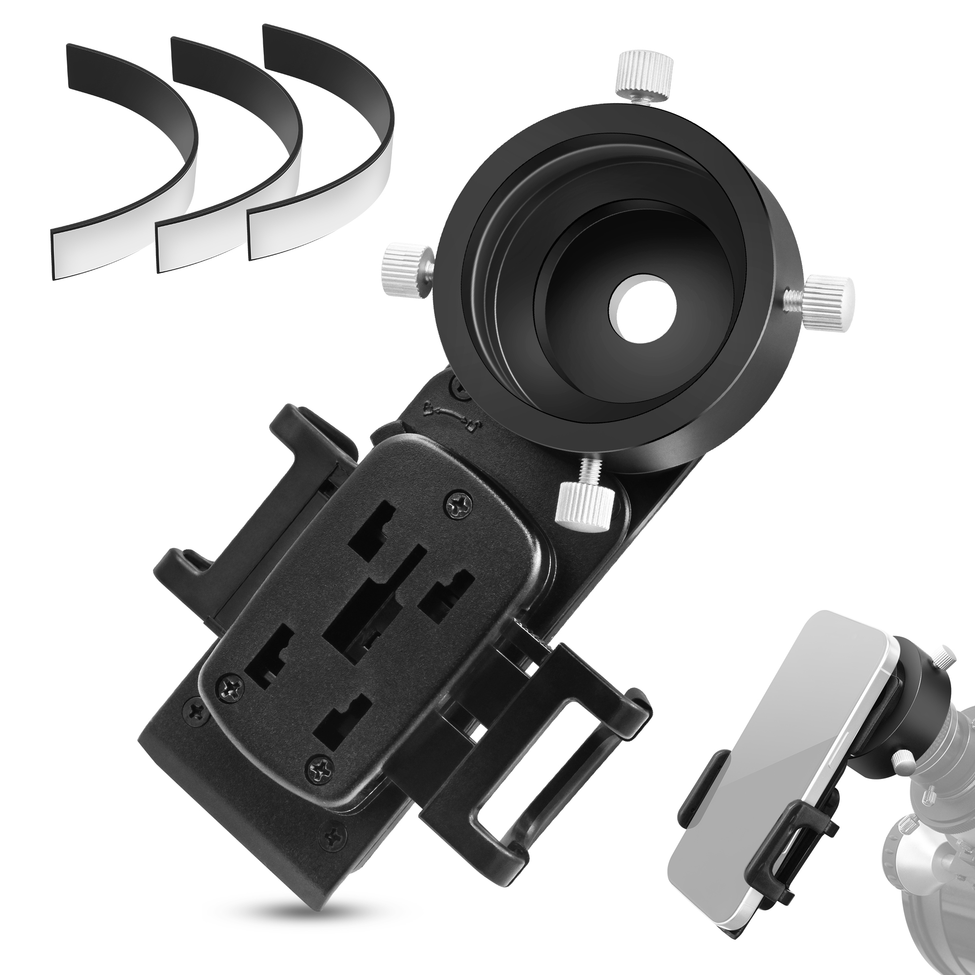 Astromania Smartphone iPhone Adapter with T2 Thread and Eyepiece Adapter 44 - 52mm - for photography with telescopes and spotting scope or binoculars