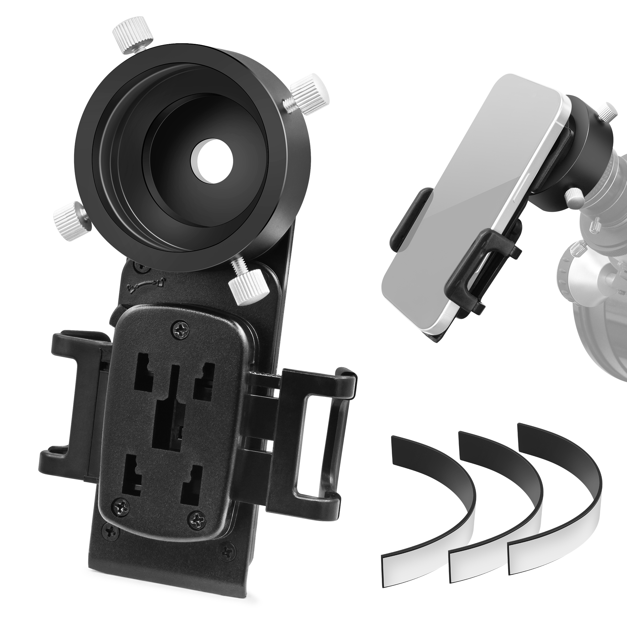 Astromania Smartphone iPhone Adapter with T2 Thread and Eyepiece Adapter 36 - 42mm - for photography with telescopes and spotting scope or binoculars