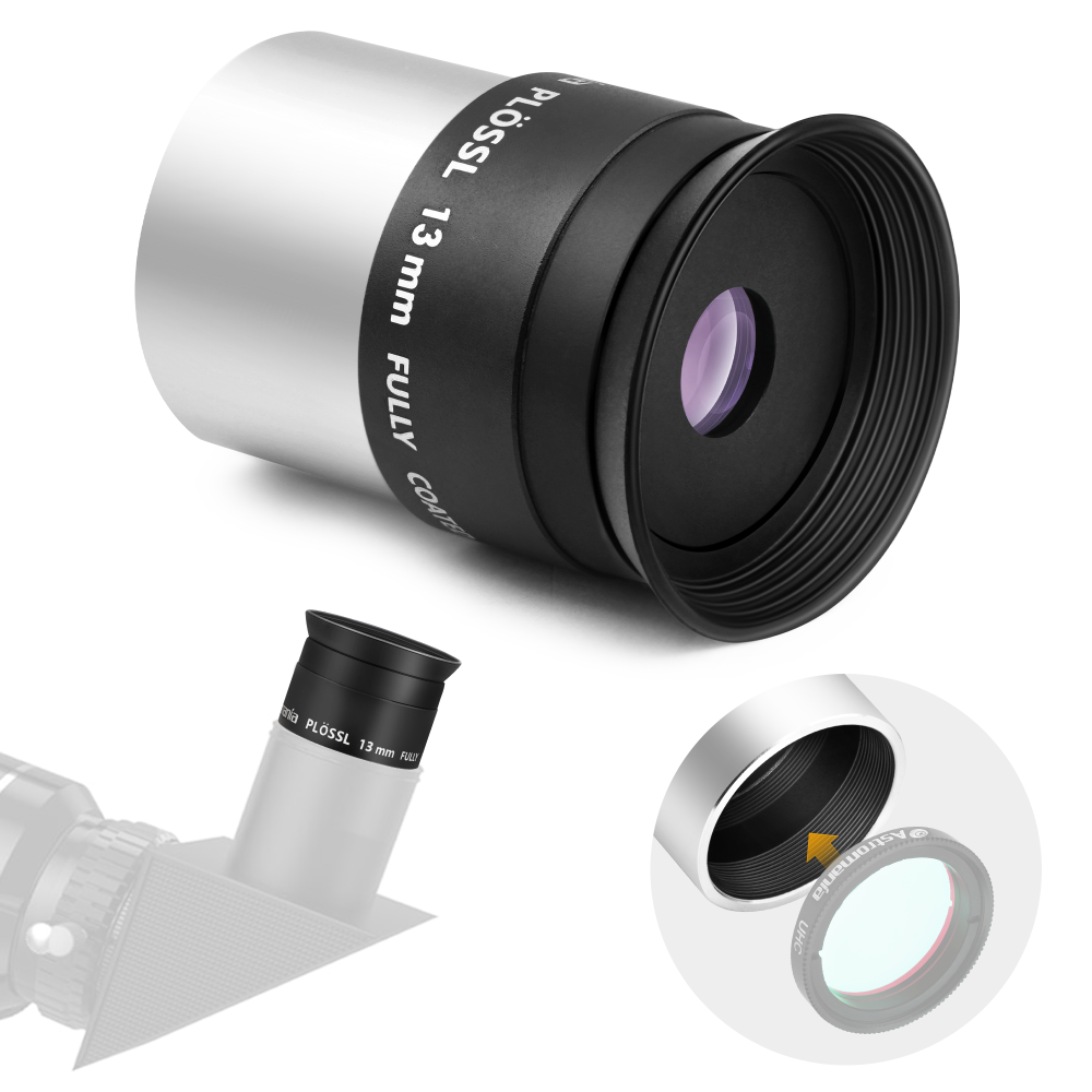 Astromania Telescope Eyepiece 13mm Plossl, 1.25 Inch Telescope Accessory Eyepiece Fully Multi Coated 4-Element Plossl Design, Metal 50 Degree Apparent Field of View for Astronomy Telescopes & Filters