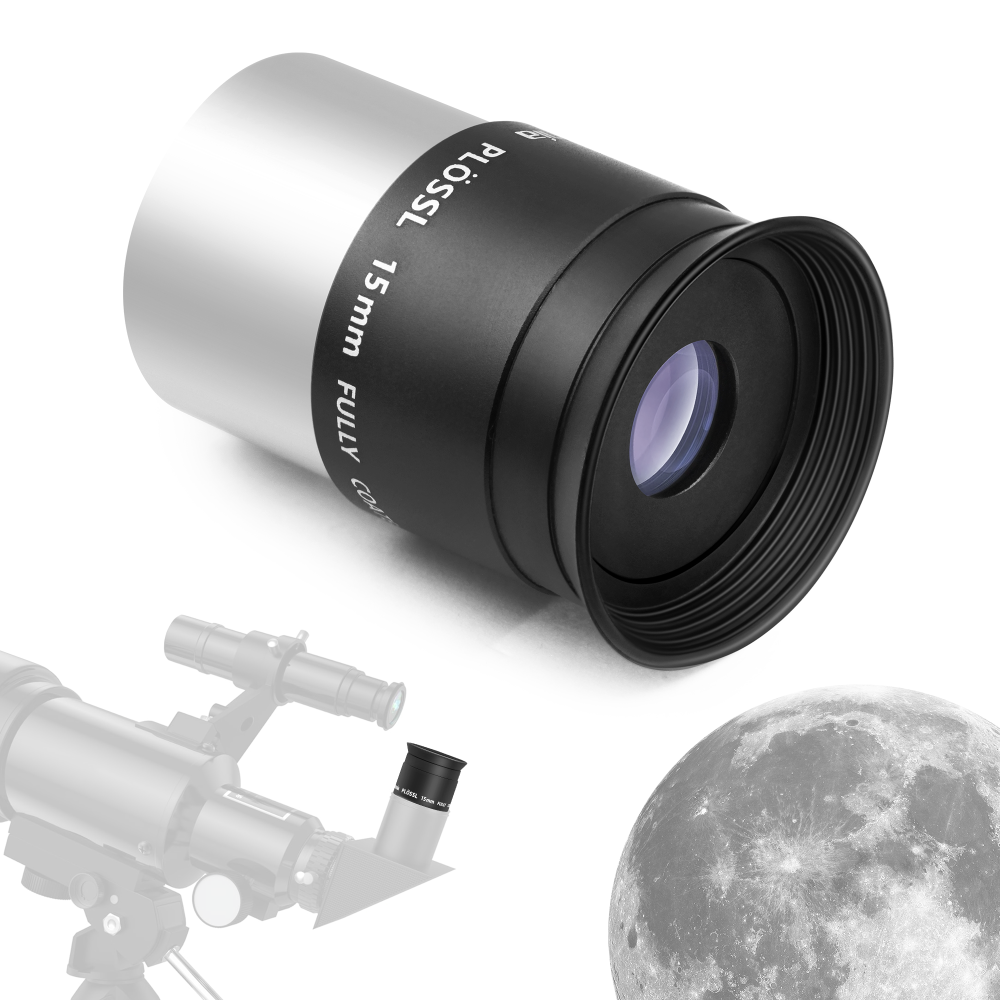 Astromania Telescope Plossl Eyepiece 15mm, 50 Degree Apparent Field of View Plossl Lens with Fully Multi Coated 4-Element,  Metal Telescope Accessory for Standard 1.25 Inch Astronomy Filter Thread