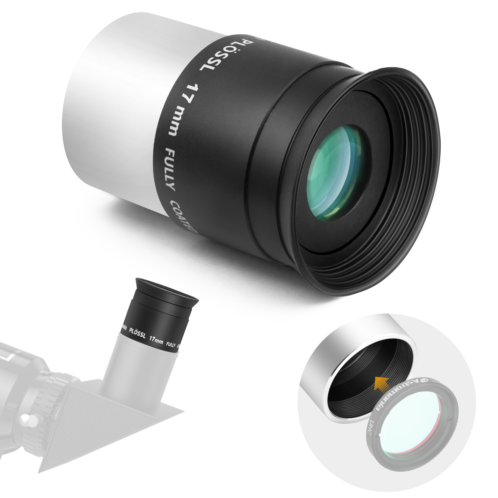 Astromania Eyepiece 17mm for Telescope - 1.25 Inch Plossl Telescope Eyepiece Fully Multi Coated 4-Element, Metal Telescope Accessory with Standard 1.25inch Filter Thread for Astronomic Telescopes