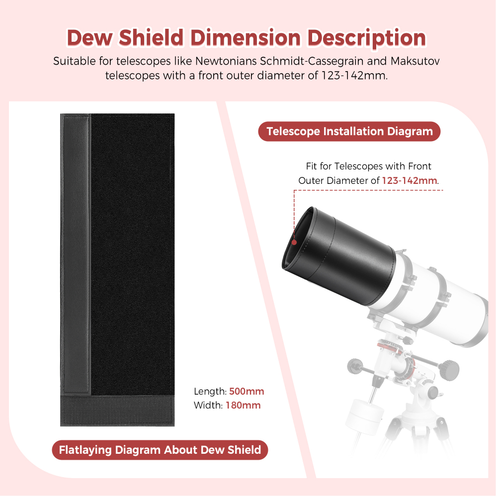 Astromania Flexible Dew Shield for Telescope Front Outer Diameter from 123-142mm diameter-keep dew away and gives you clear observing for entire night