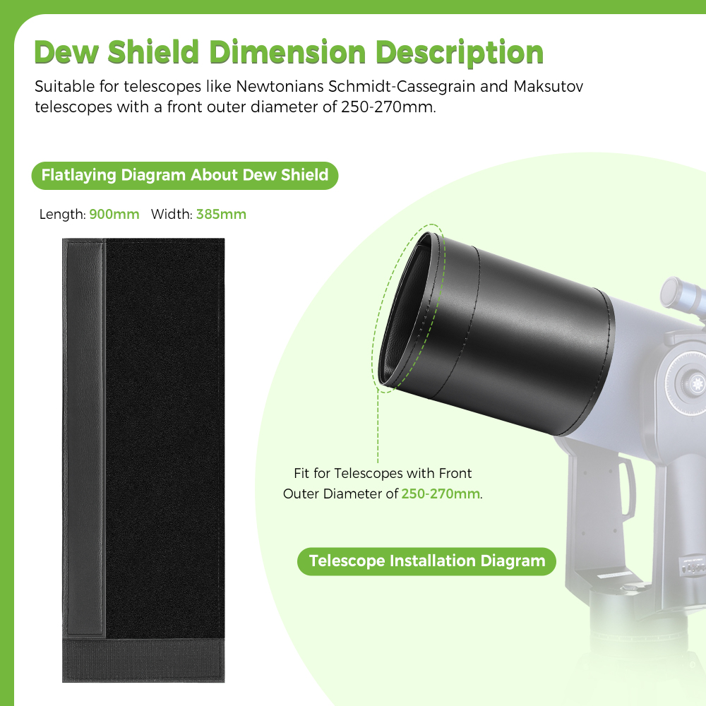 Astromania Flexible Dew Shield for Telescope Front Outer Diameter from 250-270mm diameter-keep dew away and gives you clear observing for entire night