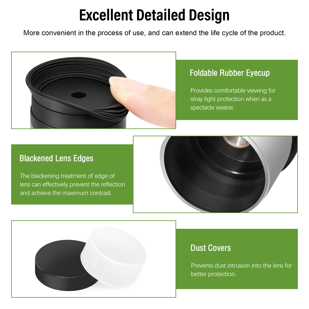 Astromania Telescope Plossl Eyepiece 8mm, 50 Degree Apparent Field of View Plossl Lens with Fully Multi Coated 4-Element,  Metal Telescope Accessory for Standard 1.25 Inch Astronomy Filter Thread