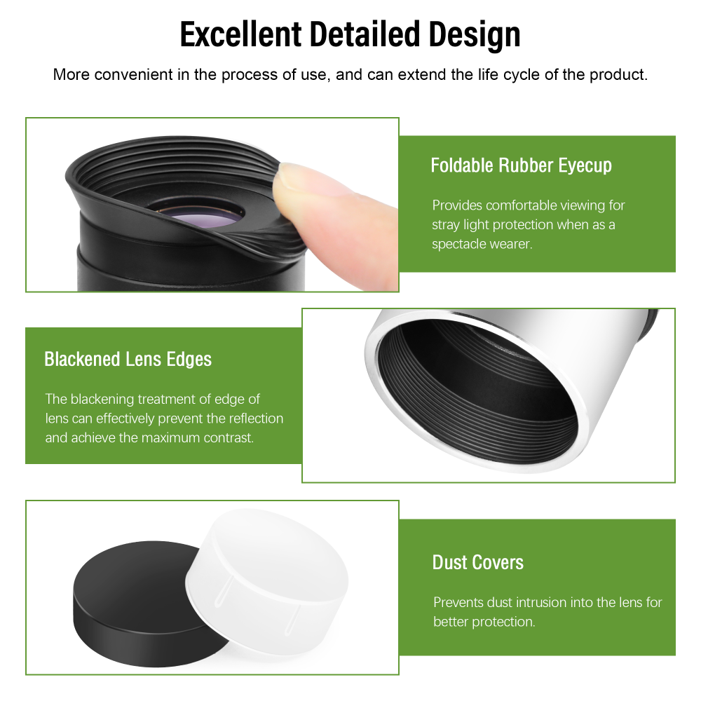 Astromania 20mm 1.25 Inch Plossl Telescope Eyepiece - Fully Multi Coated 4-element Plossl Design Telescope Accessory with Standard 1.25 inch Filter Threaded for Visual Astronomy Observations