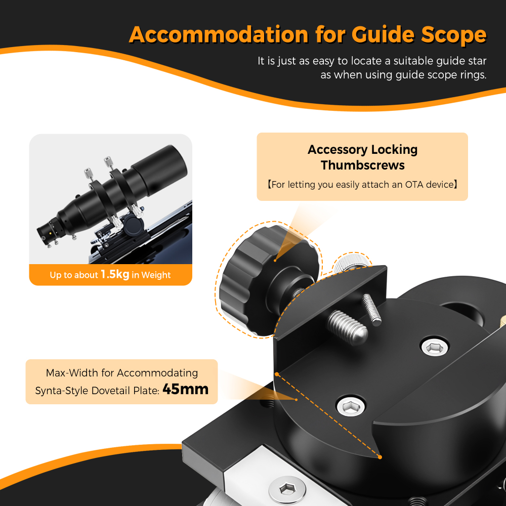Astromania Guide Scope Mount for Finderscope Guidescope, Metal Telescope Mount Quickly Mounting Guide Scope Guider onto Astronomical Telescopes or Camera Tripods For Precise Alignment of Guidescope