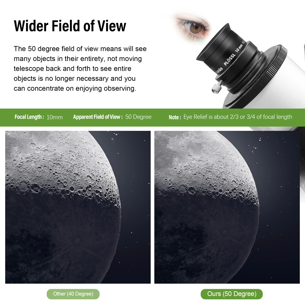 Astromania Eyepiece 10mm for Telescope - 1.25 Inch Plossl Telescope Eyepiece Fully Multi Coated 4-Element, Metal Telescope Accessory with Standard 1.25inch Filter Thread for Astronomic Telescopes