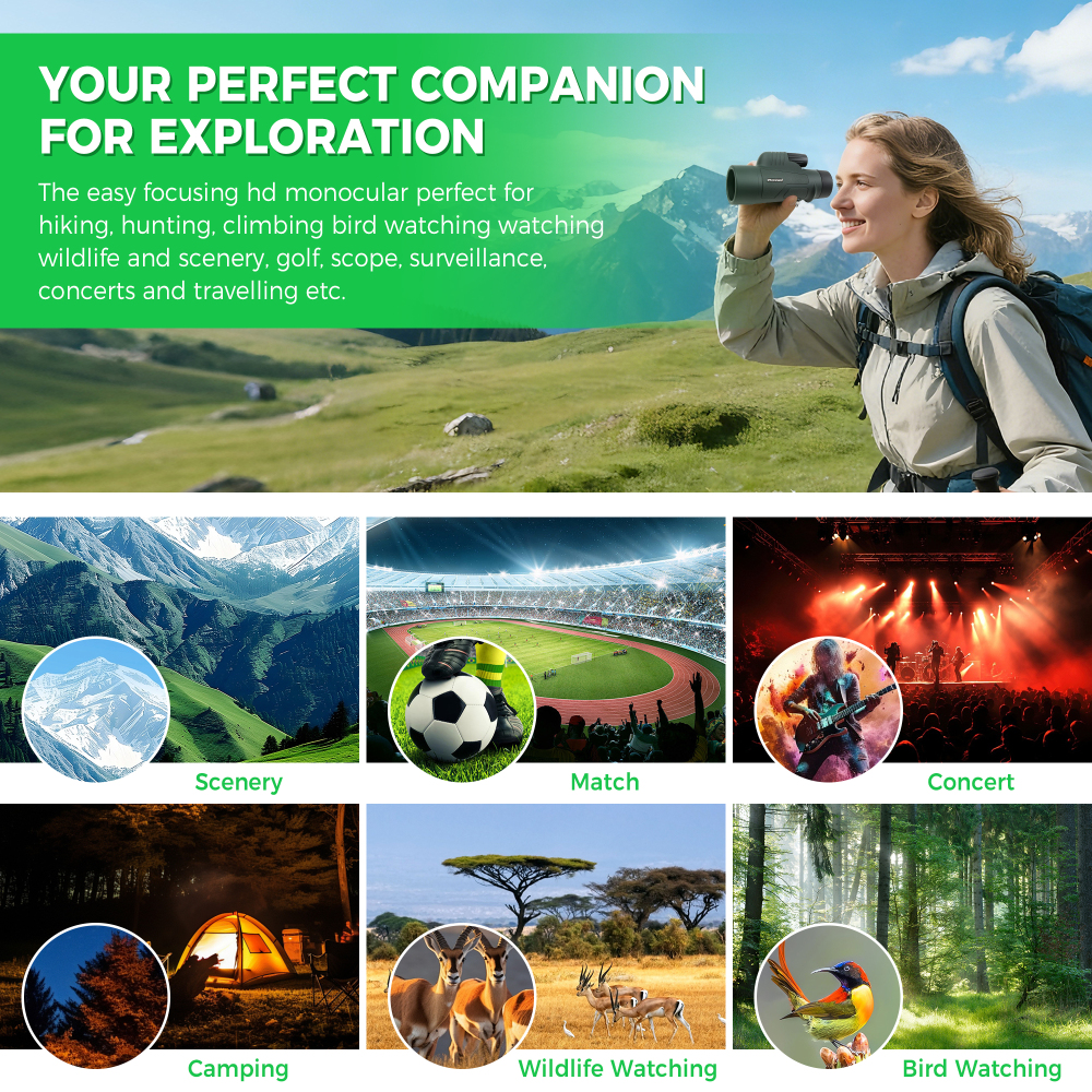 Astromania 8X42 BAK4 High Power Prism Monoculars, Waterproof, Compact Handheld Monoscope for Bird Watching, Hunting, Traveling Gifts for Men