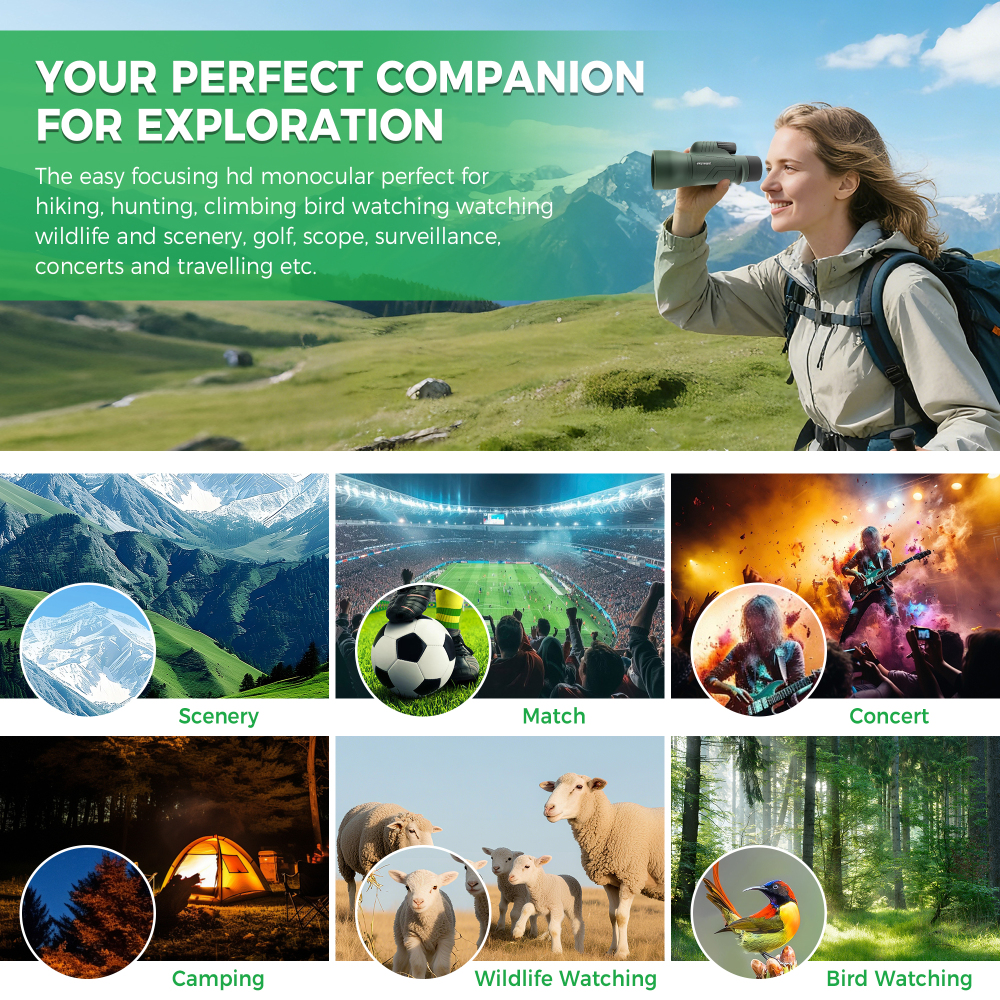 Astromania 12X50 BAK4 High Power Prism Monoculars, Waterproof, Compact Handheld Monoscope for Bird Watching, Hunting, Traveling Gifts for Men