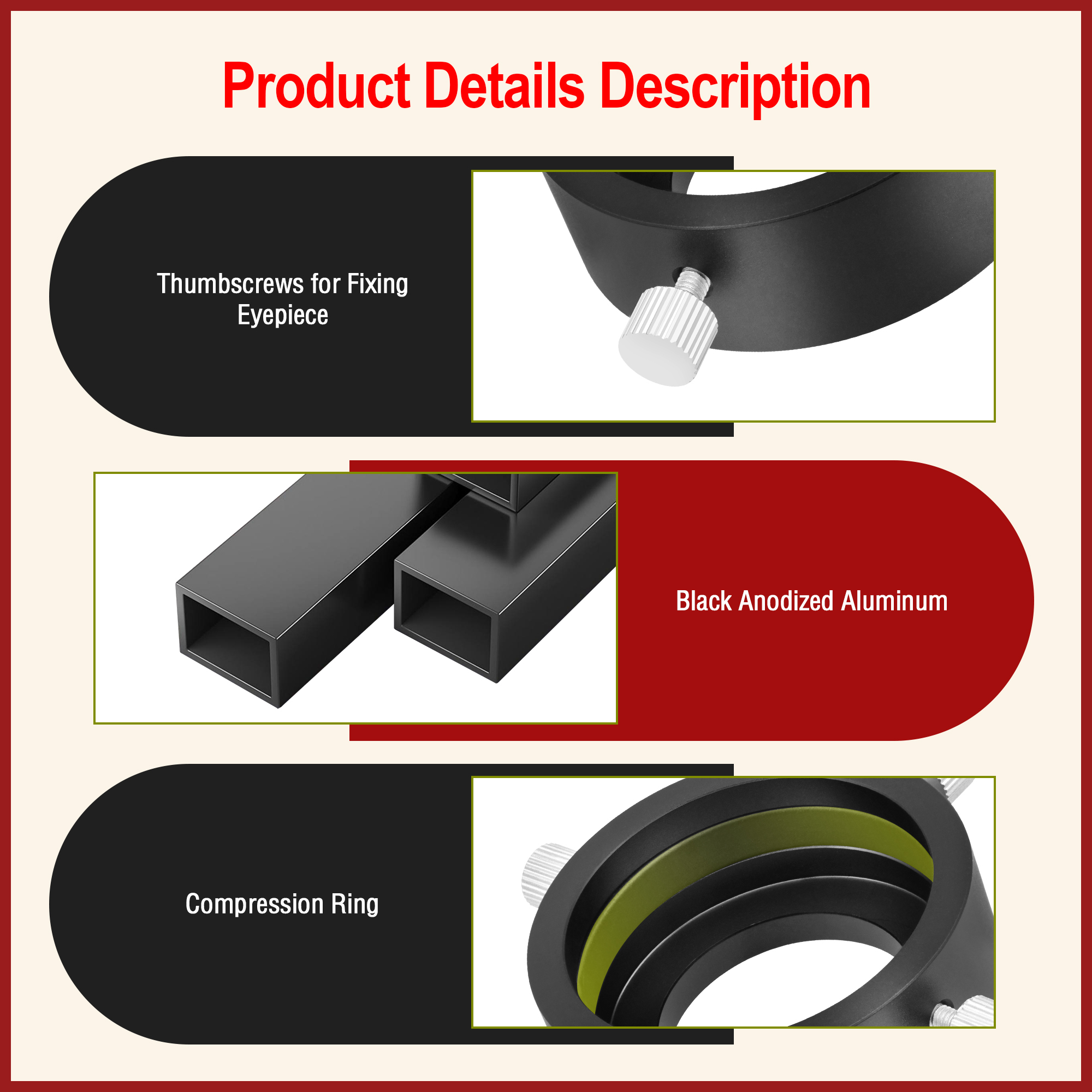 Astromania Universal T2 Camera Photo Adapter for Telescope and Spotting Scope - eyepieces Adaptor 52-59mm - Attach Your Camera or Smartphone to Suitab