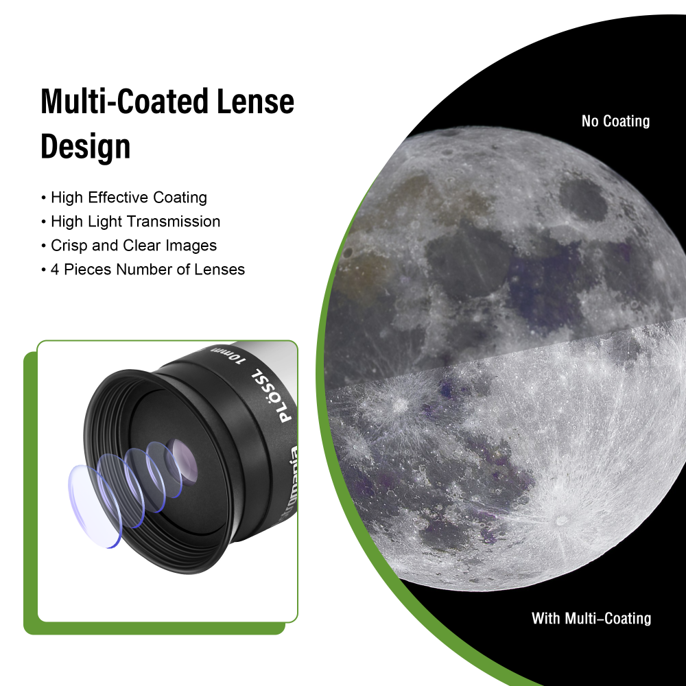 Astromania Eyepiece 10mm for Telescope - 1.25 Inch Plossl Telescope Eyepiece Fully Multi Coated 4-Element, Metal Telescope Accessory with Standard 1.25inch Filter Thread for Astronomic Telescopes