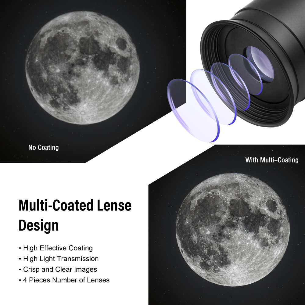 Astromania Telescope Plossl Eyepiece 15mm, 50 Degree Apparent Field of View Plossl Lens with Fully Multi Coated 4-Element,  Metal Telescope Accessory for Standard 1.25 Inch Astronomy Filter Thread