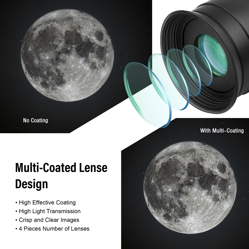 Astromania Eyepiece 17mm for Telescope - 1.25 Inch Plossl Telescope Eyepiece Fully Multi Coated 4-Element, Metal Telescope Accessory with Standard 1.25inch Filter Thread for Astronomic Telescopes