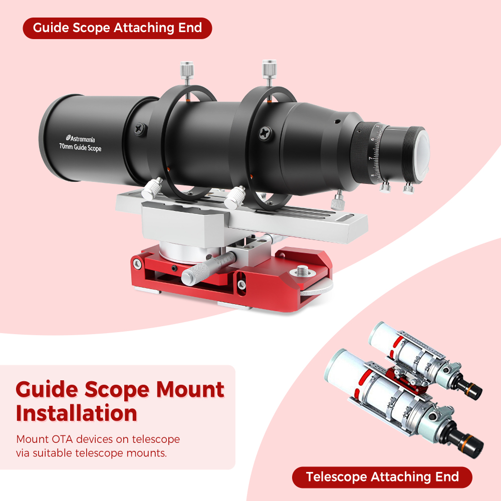Astromania Deluxe Guide Scope Mount - Quickly And Easily Mounting Your Guide Scope Onto Your Main Telescope