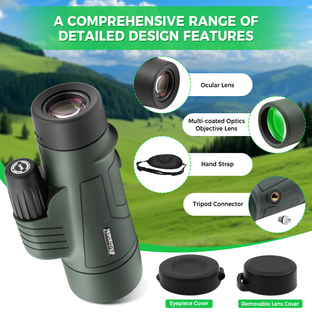 Astromania 8X42 BAK4 High Power Prism Monoculars, Waterproof, Compact Handheld Monoscope for Bird Watching, Hunting, Traveling Gifts for Men