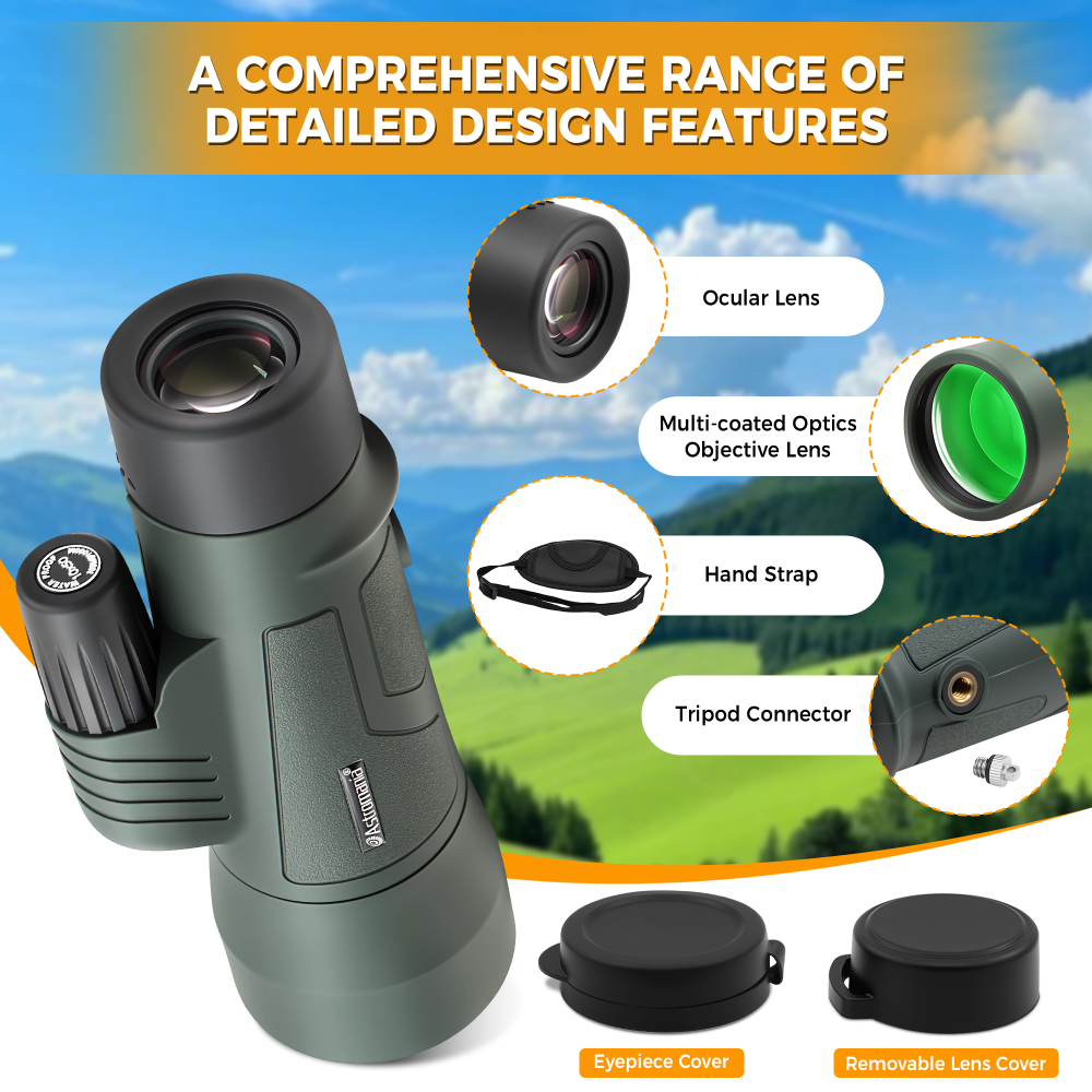 Astromania 10X50 BAK4 High Power Prism Monoculars, Waterproof, Compact Handheld Monoscope for Bird Watching, Hunting, Traveling Gifts for Men