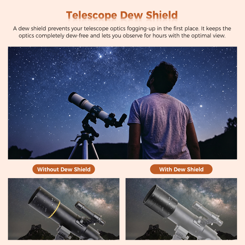 Astromania Flexible Dew Shield for Telescope Front Outer Diameter from 100-123mm diameter-keep dew away and gives you clear observing for entire night