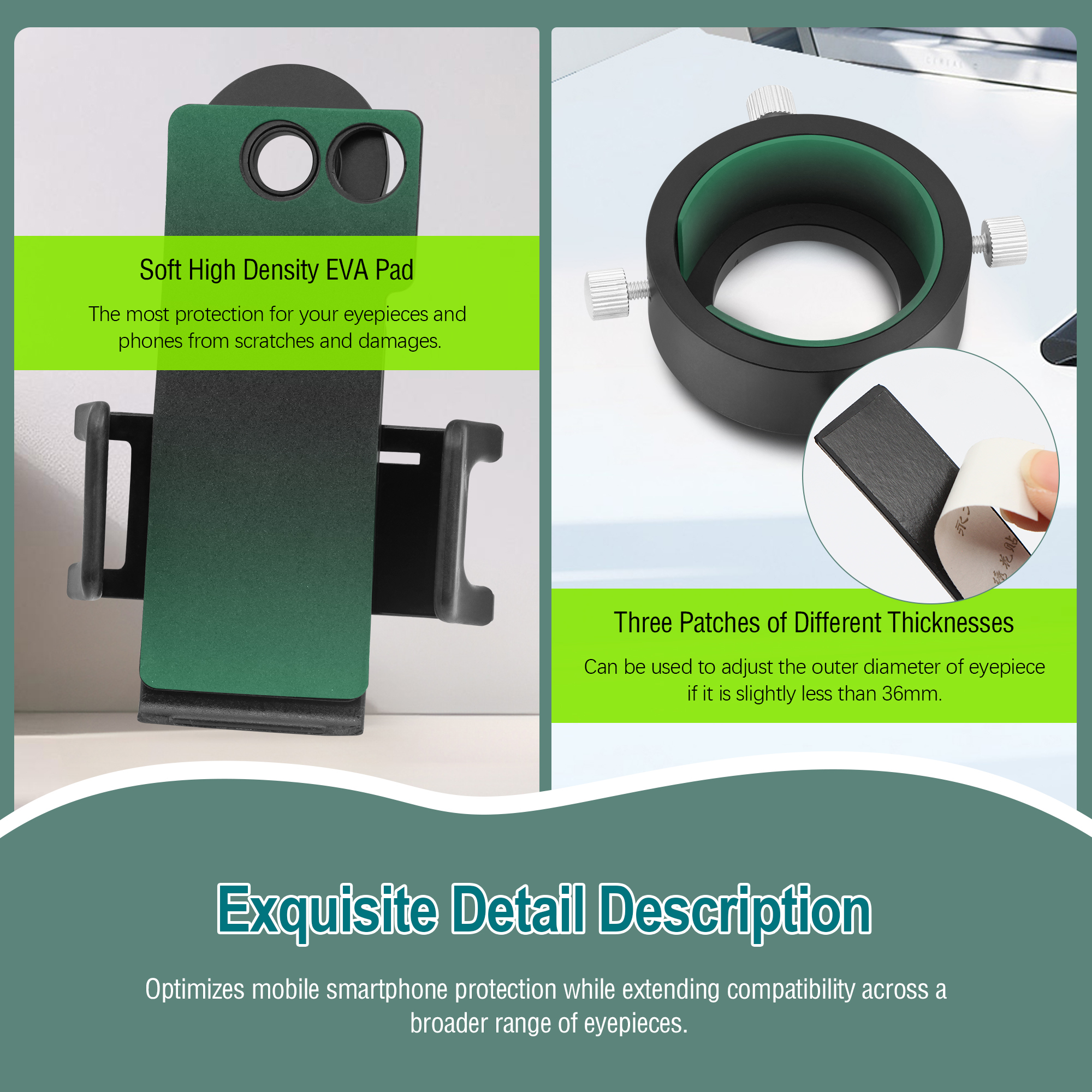 Astromania Smartphone iPhone Adapter with T2 Thread and Eyepiece Adapter 36 - 42mm - for photography with telescopes and spotting scope or binoculars
