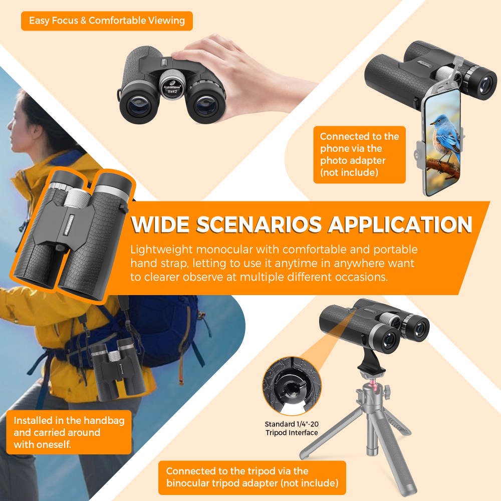 Astromania 8x42 Compact Binoculars -BK7 Prism -Gifts for Adults and Kids, for Bird Watching, Camping and Sport Games, Concerts and Theater