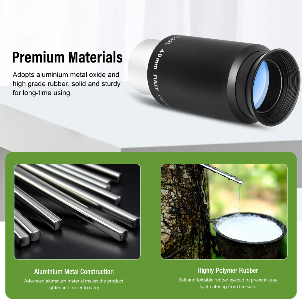 Astromania Eyepiece 40mm for Telescope - 1.25 Inch Plossl Telescope Eyepiece Fully Multi Coated 4-Element, Metal Telescope Accessory with Standard 1.25inch Filter Thread for Astronomic Telescopes