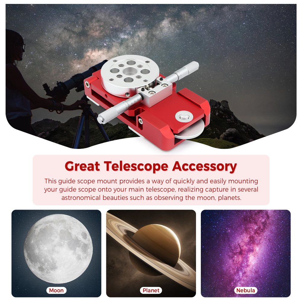 Astromania Deluxe Guide Scope Mount - Quickly And Easily Mounting Your Guide Scope Onto Your Main Telescope