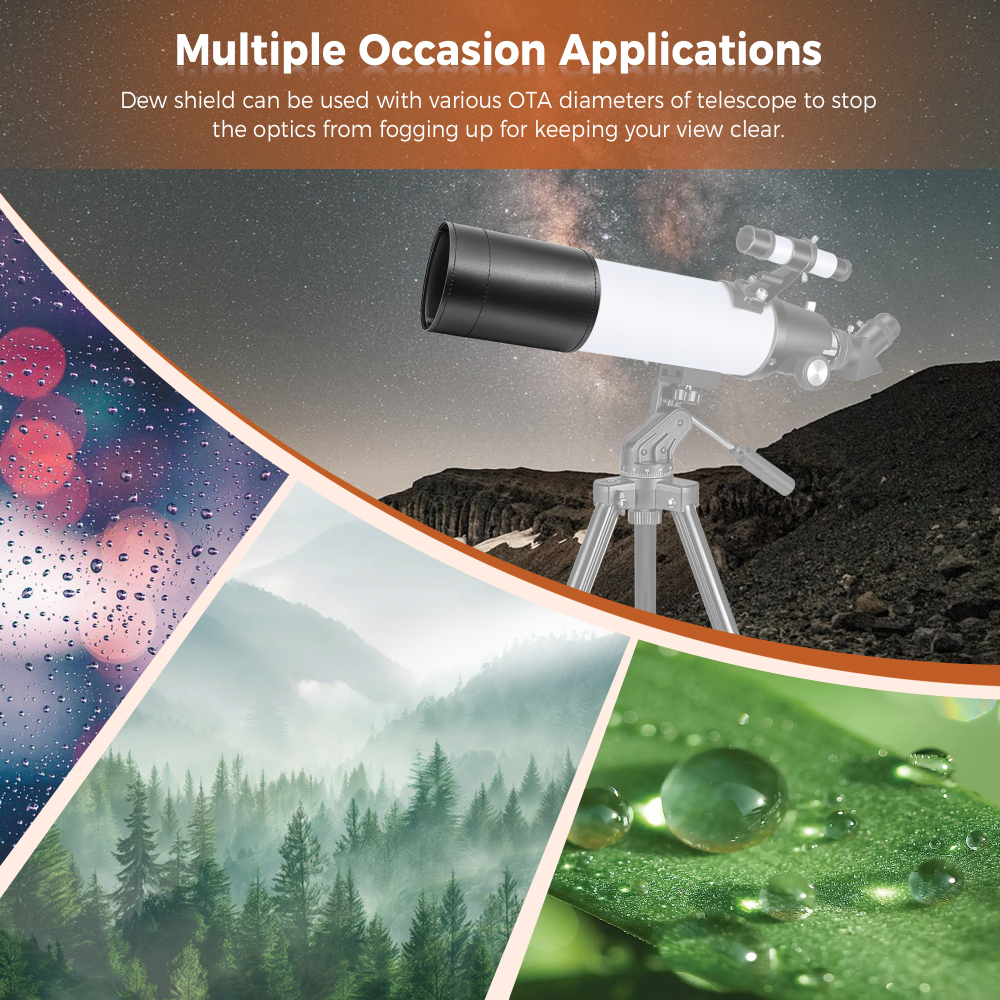 Astromania Flexible Dew Shield for Telescope Front Outer Diameter from 100-123mm diameter-keep dew away and gives you clear observing for entire night