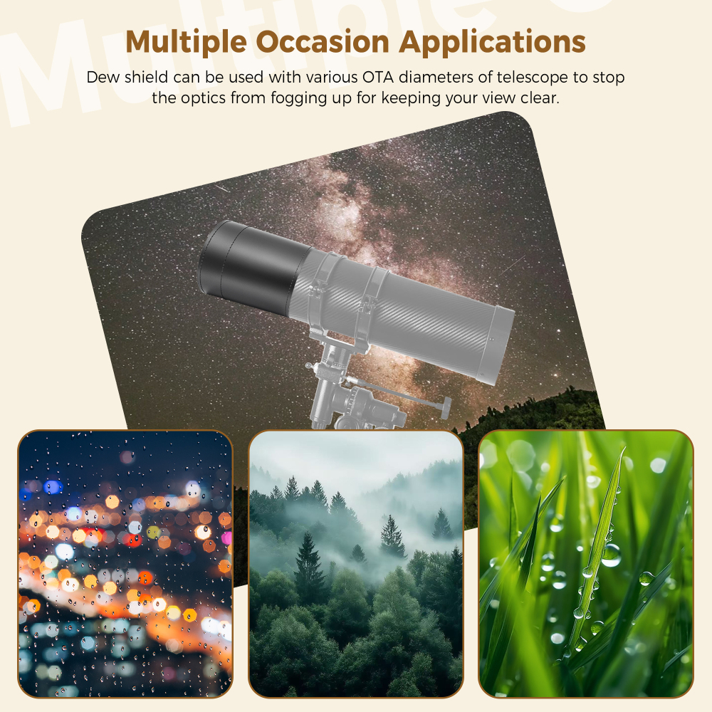 Astromania Flexible Dew Shield for Telescope Front Outer Diameter from 148-167mm diameter-keep dew away and gives you clear observing for entire night