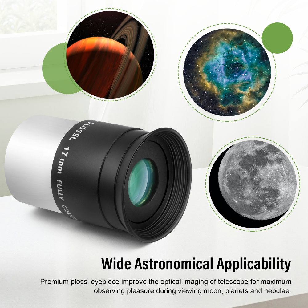Astromania Eyepiece 17mm for Telescope - 1.25 Inch Plossl Telescope Eyepiece Fully Multi Coated 4-Element, Metal Telescope Accessory with Standard 1.25inch Filter Thread for Astronomic Telescopes