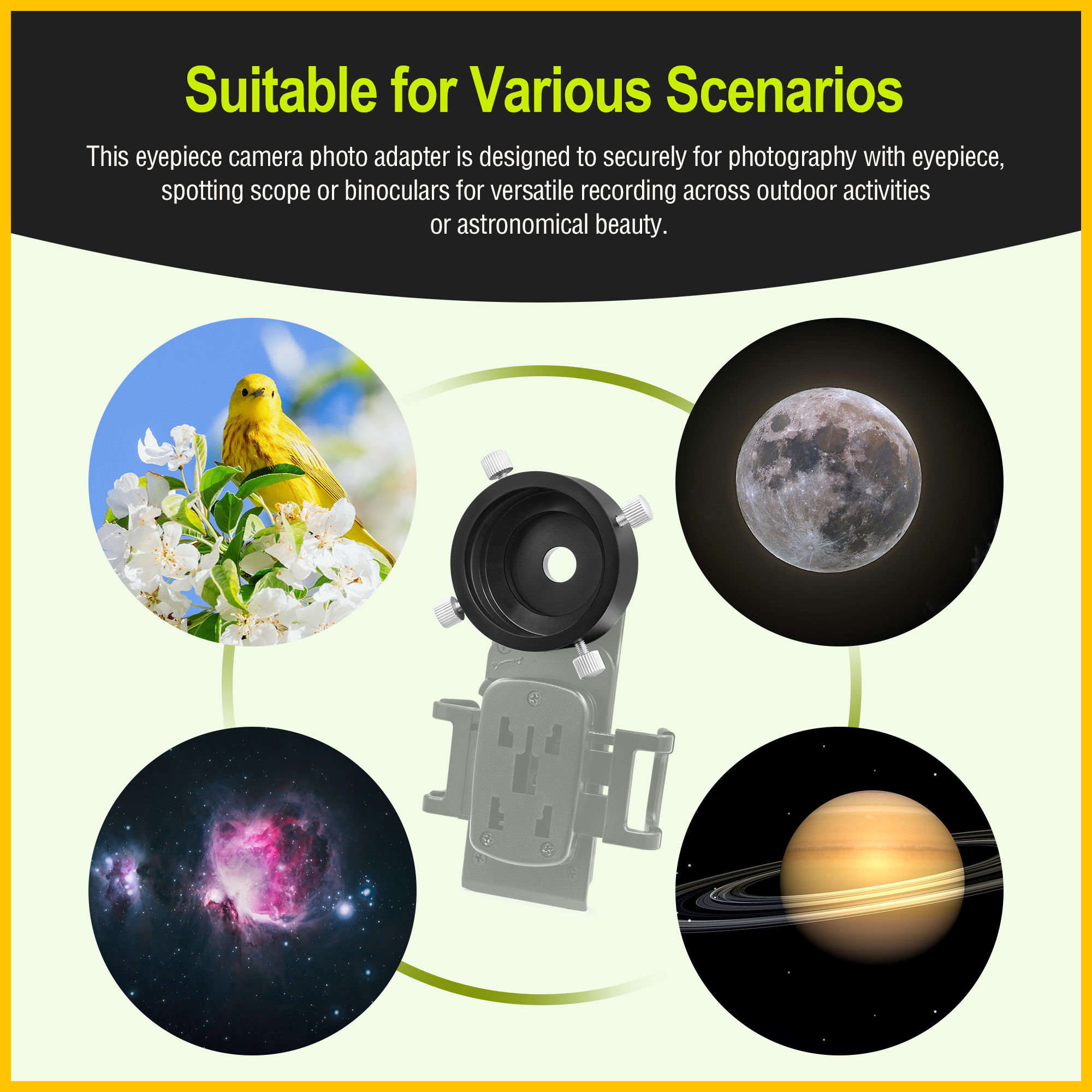 Astromania Universal T2 Camera Photo Adapter for Telescope and Spotting Scope-eyepieces adaptor 44-52mm-attach your camera or smartphone to eyepieces