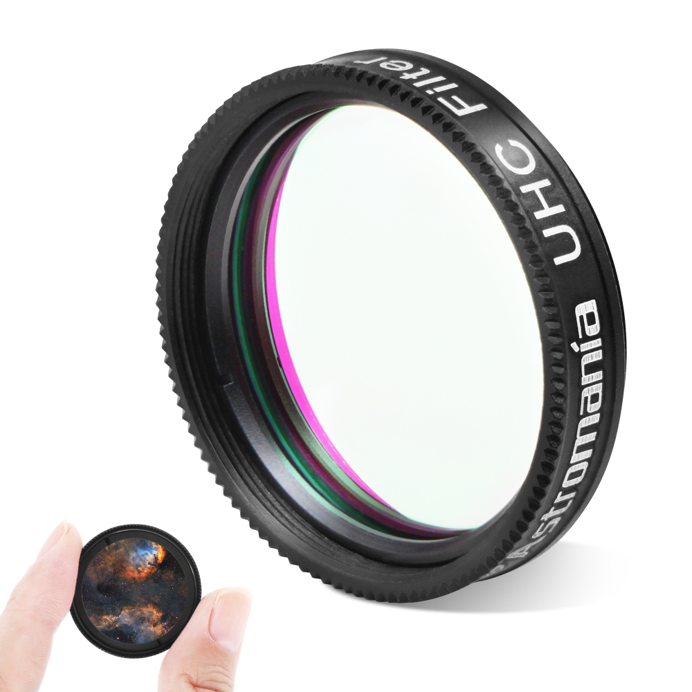 Astromania Telescope UHC Filter 1.25 Inch, Telescope Filter Improve Image Contrast Reduces Light Pollution, Telescope Accessories Nebula Filter for Superb Views of Orion, Swan and Other Extended Nebulae